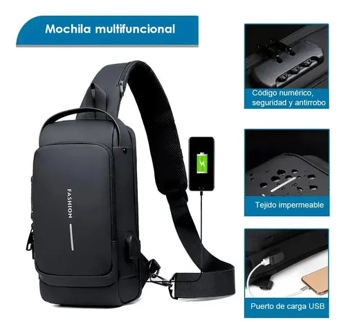 Bolso Cruzado Bandolera Antirrobo Impermeable Con Usb
