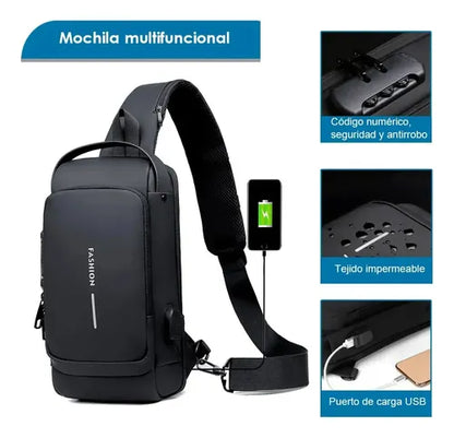 Bolso Cruzado Bandolera Antirrobo Impermeable Con Usb